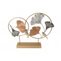 Sculpture Design : Cercles stylisés et Gingko Biloba sur Socle, L 60 cm