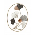 Décoration murale métal : Feuilles de Ginkgo, Gris & Champagne, H 94 cm