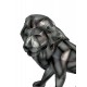 Sculpture Lion Design en résine, Modèle Origami Gris perle, L 36 cm