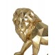 Sculpture Lion Design en résine, Modèle Origami Gris perle, L 36 cm