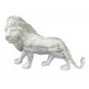 Sculpture Lion Design en résine, Modèle Origami Blanc marbré, L 36 cm