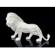 Sculpture Lion Design en résine, Modèle Origami Blanc marbré, L 36 cm