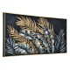 Tableau Design floral : Feuillage exotique, Bleu & Encadrement, L 120 cm