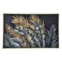 Tableau Design floral : Feuillage exotique encadré, Bleu & Or, L 100 cm