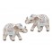 Set 2 Minis Eléphants Blanc et Beige, Modèles Zambèze, L 10 cm