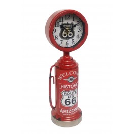 Horloge Rétro : Station Essence à Cylindre, Rouge, H 36 cm