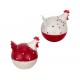 Set 2 Poules Rouges et Blanches, Vice et Versa, Animaux Métal, H 9,5 cm