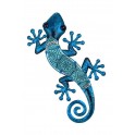 Gecko Mural Bleu, Métal et Verre, Modèle Saphir, H 30 cm