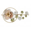 Déco Murale Design : Cercle Floral et Fleur Carmin en corolles, L 91 cm