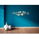 Déco murale abstraite : Géométrie dorée en gris et bleu, L 90 cm