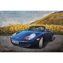 Tableau Métal 3D XL : La Porsche Cabriolet Boxter, Bleu, L 120 cm