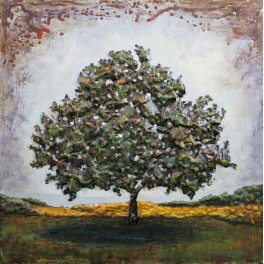 Tableau Métal 3D XL : Arbre de vie au feuillage vert, H 100 cm