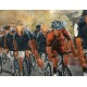 Tableau Métal 3D : Echappée d'un peloton de cyclistes; L 120 cm