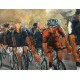 Tableau sur Bois & Métal 3D : 3 cyclistes à l'arrivée, H 100 cm