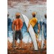 Tableau Métal 3D : Surfers et Beach break, Surf Spirit, L 120 cm