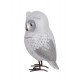 Figurine Hibou Blanc et Argent en résine, Collection LUDIK, H 15,5 cm