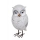 Figurine Hibou Blanc et Argent en résine, Collection LUDIK, H 15,5 cm