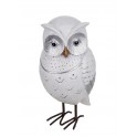 Figurine Hibou Blanc et Argent en résine, Collection LUDIK, H 15,5 cm