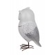 Figurine Hibou Blanc et Argent en résine, Collection LUDIK, H 15,5 cm