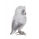 Figurine Hibou Blanc et Argent en résine, Collection LUDIK, H 15,5 cm