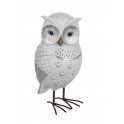 Figurine Hibou Blanc et Argent en résine, Collection LUDIK, H 15,5 cm