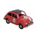 Véhicule Laiton Italien : Fiat 500 Rouge Vintage, L 11 cm