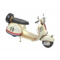 Grand Scooter Vespa Métal, Modèle Vintage Blanc 53, L 30 cm