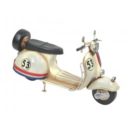 Grand Scooter Vespa Métal, Modèle Vintage Blanc 53, L 30 cm