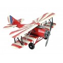 Avion miniature Laiton, Biplan Modèle Rouge et Blanc, L 27 cm