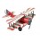 Avion miniature Laiton, Biplan Modèle Rouge et Blanc, L 27 cm