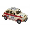 Miniature en métal : Type Fiat 500 Numéro 56, Blanche et Rouge, L 27 cm