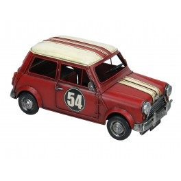 Grande Voiture Métal : Mini Ancienne Bandes Sport, Rouge, L 29 cm