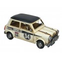 Grande Voiture Métal : Mini Ancienne Bandes Sport, Blanc, L 29 cm