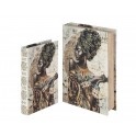 Set 2 Boites Livres : Femme Africaine Ethnique Chic, H 27 cm (Grand)