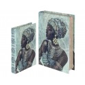 Set 2 Boites Livres : Femme Africaine Ethnique Chic 2, H 26 cm (Grand)