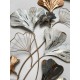 Déco Florale : Bouquet 8 Feuilles de Ginkgo Biloba, Or et Blanc, H 91 cm