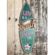 Déco murale vintage bois : Planche de surf Welcome beach house, H 48 cm