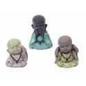 Set de 3 Mini-Moines de la Sagesse Assis 2, Collection Baby Zen, H 7,5 cm