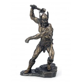 Figurine Antic Line : Guerrier Viking et Drakkar, H 24 cm