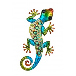 Gecko Mural Vert, Métal et Verre, Modèle Vert EXOTIK, H 30 cm