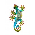 Gecko Mural Vert, Métal et Verre, Modèle Vert EXOTIK, H 30 cm