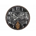 Horloge Cartographie & Balancier, Mod. Noir & Blanc, H 58 cm