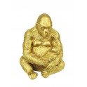 Figurine Doré en Résine, Gorille et Bébé, H 15 cm