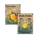 Set 2 Plaques Métal Cuisine : Huile d'olive en Flacons, H 33 cm