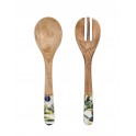 Set 2 couverts de service en Bois de Manguier : Thème Olives. H 34 cm