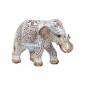 Figurine Eléphant Blanc et Beige, Modèle Zambèze, L 15 cm