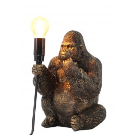 Lampe Gorille doré résine, Tendances Jungle et Rétro, H 24 cm