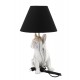 Lampe Bouledogue Blanc Marbré, Tendance contemporaine, H 48 cm