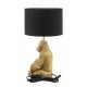 Lampe Gorille doré en résine, Abat-Jour Noir Jungle et Rétro, Hauteur 45 cm