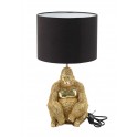 Lampe Gorille doré en résine, Abat-Jour Noir Jungle et Rétro, Hauteur 45 cm